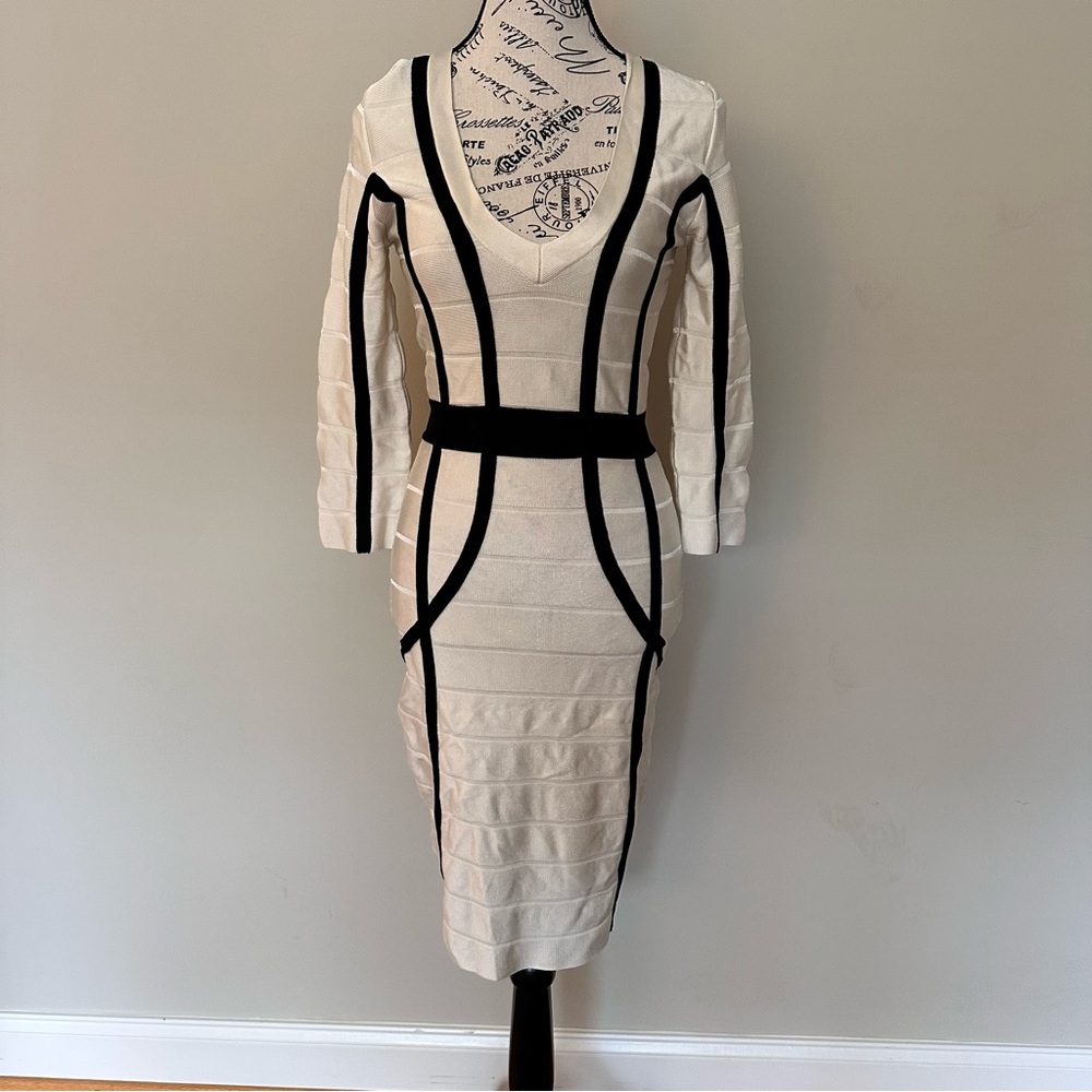 Elegant Black and White Bandage Dress